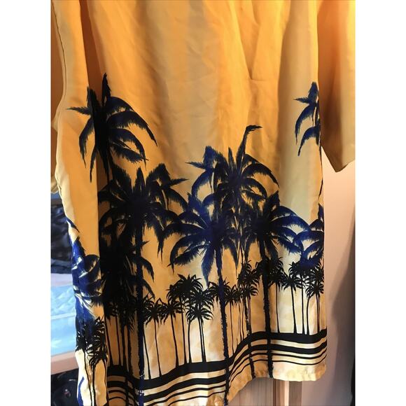Extreme Gear Men's M Yellow Palm Print SS Button Down Polyester Hawaiian Shirt - Picture 12 of 12